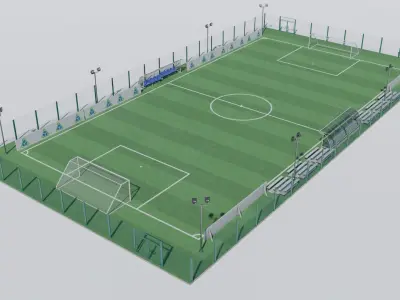 Football Soccer Stadium Field 3D Model Pack