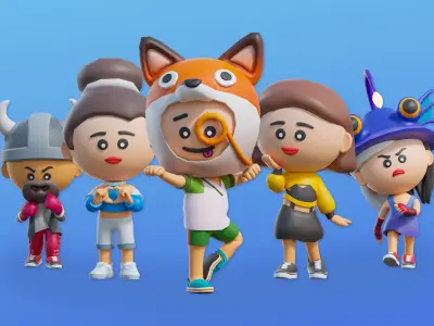 Cute Characters Low-poly 3D model