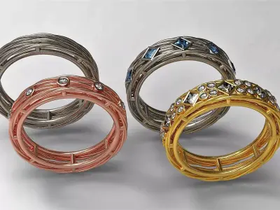 A set of four rope rings 3D print model
