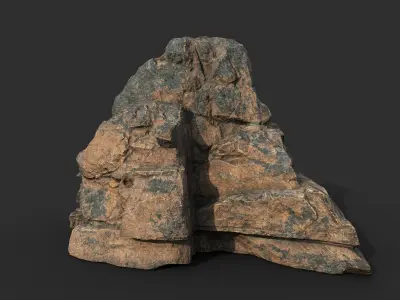 Low poly Cracked Rock A 210221 Low-poly 3D model