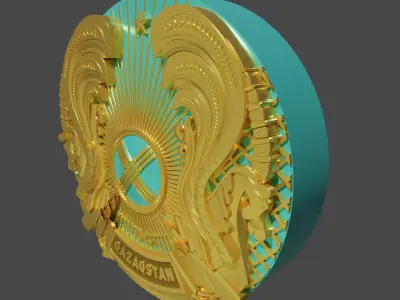 The State emblem of the Republic of Kazakhstan 3D model