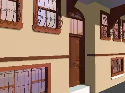 HOUSE1 house with windows and balconies Low-poly 3D model