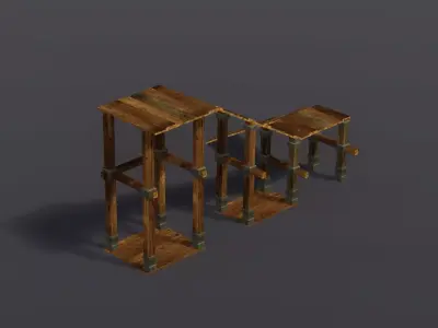 Wooden Access Ramp Low-poly 3D model