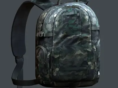 Backpack military combat Black baggage Low-poly 3D model 2