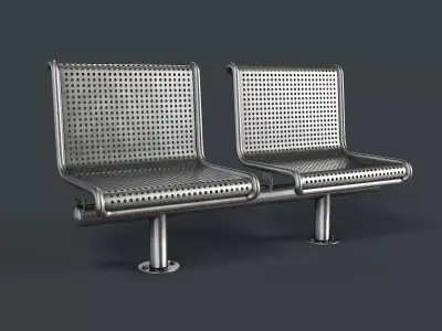 Metal Modern Bench 32 PBR Game Ready Low-poly 3D model