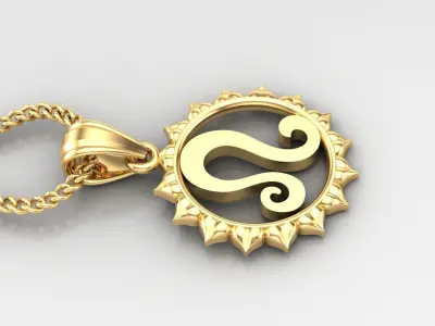 Sun Leo Light Gold Pendant Version 7 3D print model