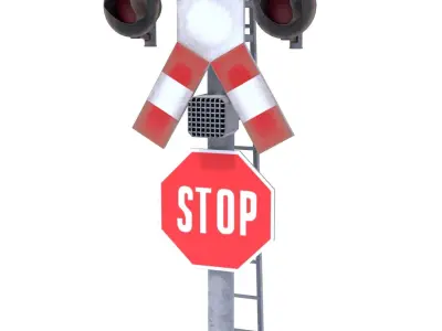 Rail Crossing Traffic Light Weathered 4 3D model