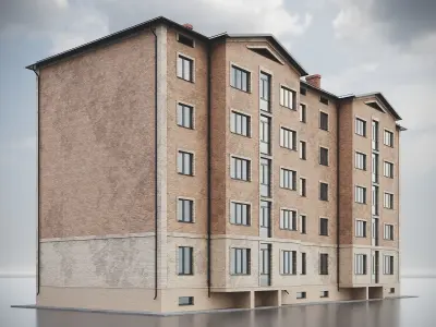 Brick Residential Building 011 3D model