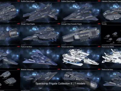 Spaceship Frigate Collection II 3D Model Pack