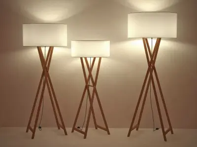 Wooden Floor lamps 3D model