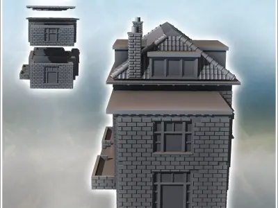 Modern stone hotel De Tafelberg Oosterbeek Netherlands - World W 3D print model