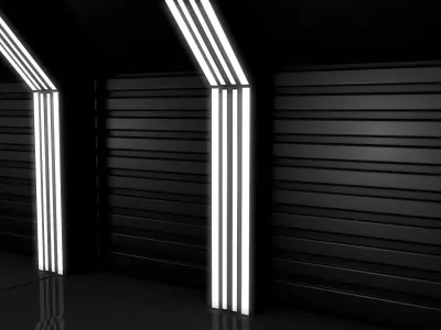 Sci Fi Corridor Low-poly 3D model 14
