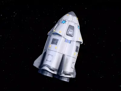 Stylized Sci-Fi Rocket Low-poly 3D model