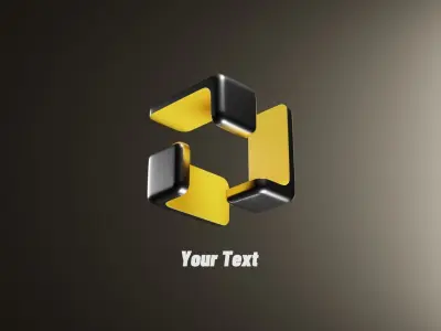 Abstract Cube Logo customized Text with studio lighting 3D model