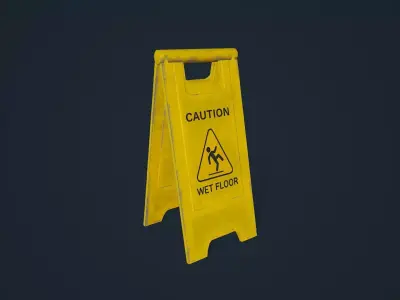 Wet Floor Sign Low-poly 3D model
