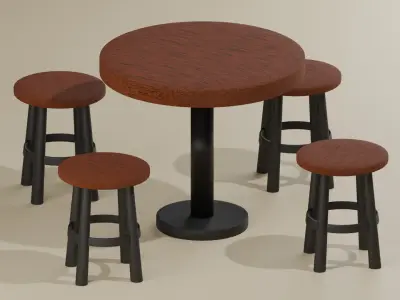 Classic Set  Table Stool 3D model