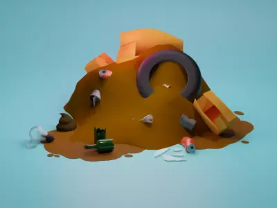 Cartoon Trash Package Low-poly 3D model