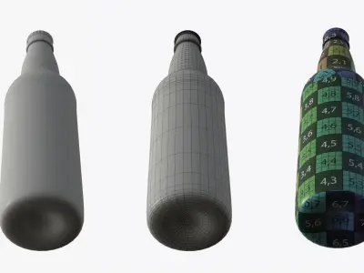 Beer bottle brown 02 3D model