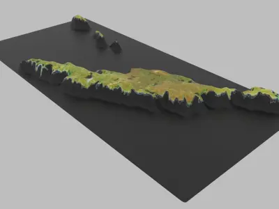 Anguilla Map Low-poly 3D model