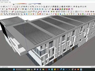 Contemporary office building facade 3D model