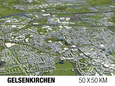 Gelsenkirchen Germany 50x50km 3D City Map 3D model
