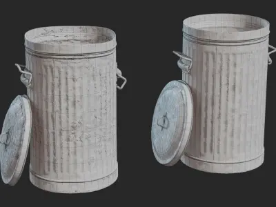Metal trash can  Low-poly 3D model