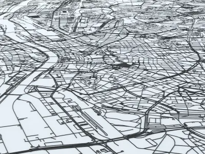 Frankfurt Road Network and Streets 3D model