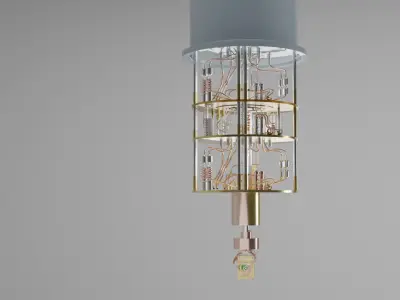 High-Detail Quantum Computer  3D Model Qubit System Low-poly 3D model