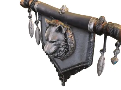Wolf Totem Banner  Low-poly 3D model
