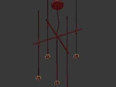 ALGORITHM modern chandelier with three metal rods hanging fro... 3D model