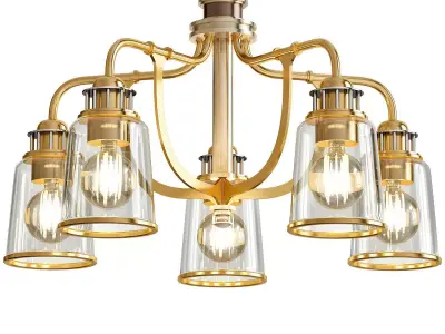 Antique Brass 5 Light Dinette Chandelier 3D model