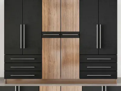 Wardrobe collection 3d model with doors and drawers Low-poly 3D model