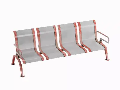 Public Bench Set Low-poly 3D model