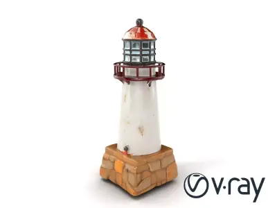 Chipped Lighthouse Sculpture model pack Low-poly 3D model