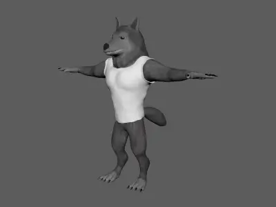 Werewolf wolf Low-poly 3D model