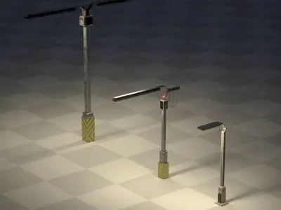 Cyberpunk-style street lights 3D model