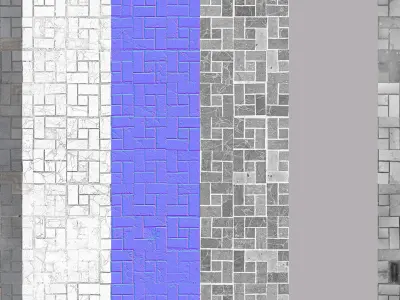 Basket Weave Stone Pavers Seamless PBR Material Texture