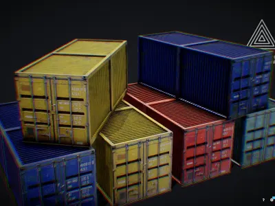 Shipping Containers Pack Low-poly 3D model