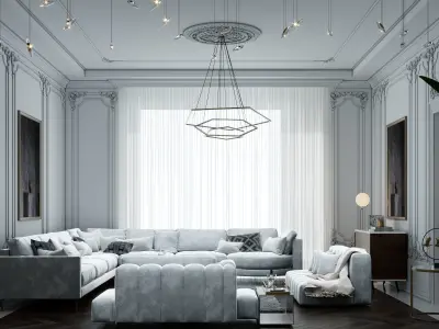 CLASSIC MIX MODREN LIVING ROOM 3D model