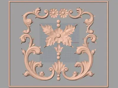 Door flower relief model STL format for CNC carving E484 3D model