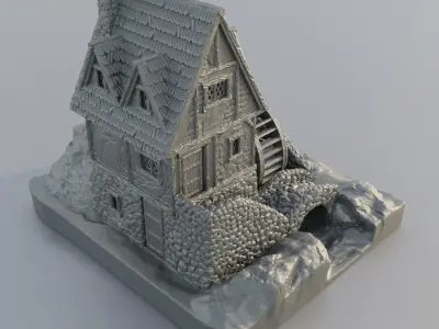 Watermill House Tabletop Terrain 28 mm 3D print model