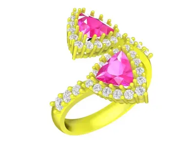 Luxury Pink Gemstone Bypass Ring Design for Women 6896 3D print model