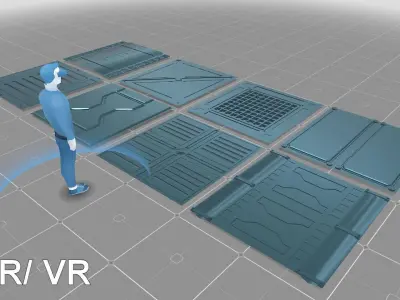 Extreme low-poly sci-fi Floor Panels Low-poly 3D model