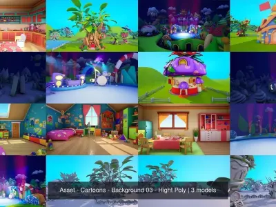 Asset - Cartoons - Background 03 - Hight Poly 3D Model Pack
