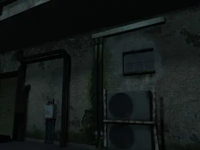 Game Ready Building with assets Low-poly 3D model