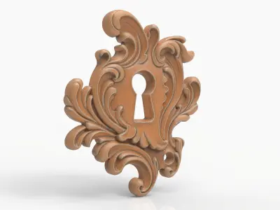 Baroque Keyhole Ornate Rococo Plate Vintage Furniture Detail 3D print model