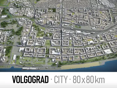 Volgograd - 3D City Model Low-poly 3D model