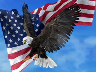  American Eagle Fur Animated Rigged 3D 