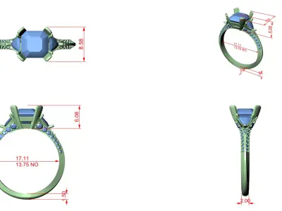 Split Shank Pave Solitaire Engagement Ring CAD Design 3D print model
