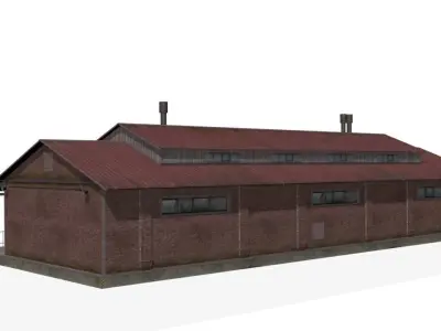 brick warehouse Low-poly 3D model